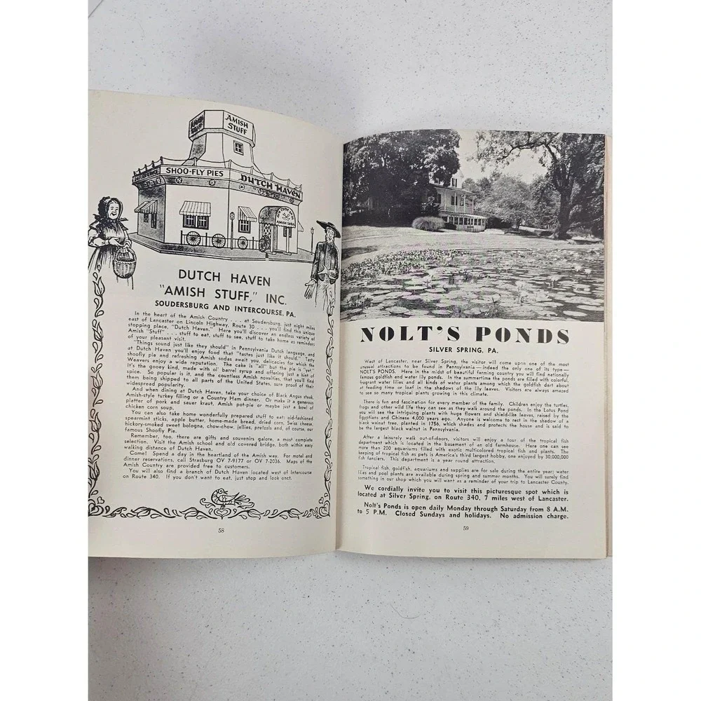 1959 Pennsylvania Dutch Guide‎ Book Amish Lancaster PA Travel Vintage